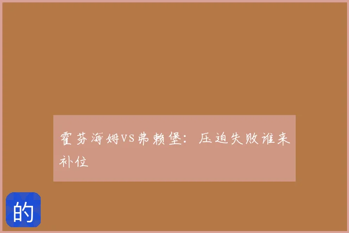 霍芬海姆vs弗赖堡：压迫失败谁来补位